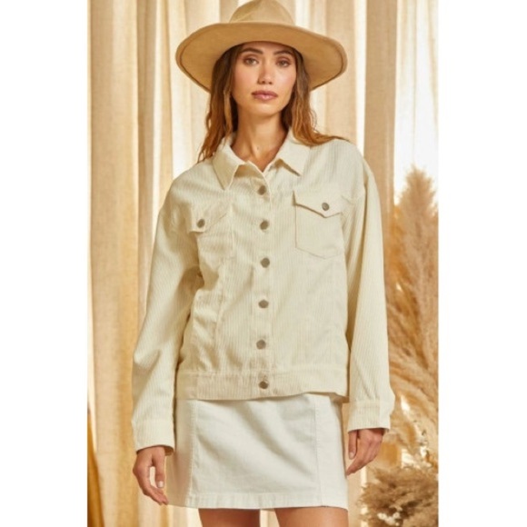 Savanna Jane Embroidered Floral Cream Ivory Corduroy Jacket Medium - Picture 3 of 14